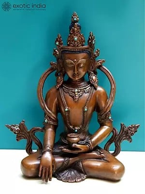 7" Akshobhya Buddha Idol in Bhumisparsha Mudra | Copper Statue from Nepal