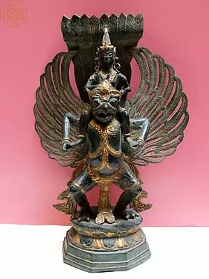 18" Garudasana Vishnu Idol from Nepal | Nepalese Copper Statue