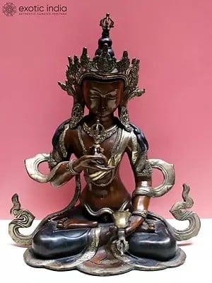 15" Tibetan Buddhist Deity Vajrasattva Idol | Copper Statue from Nepal