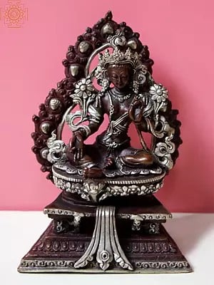 5" Goddess Green Tara Idol | Copper Statue from Nepal