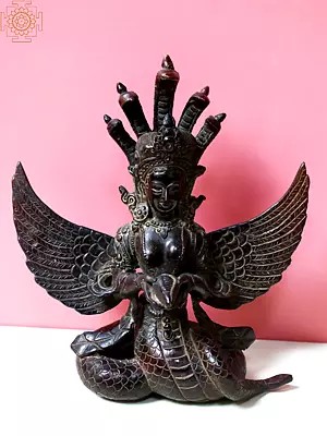 8" Copper Statue of Naga Kanya from Nepal