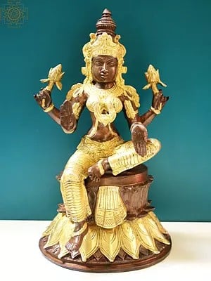 14" Blessing Goddess Lakshmi In Brass