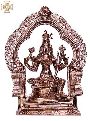 5" Small Bronze Goddess Rajarajeshwari with Kirtimukha Arch