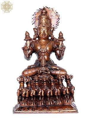 4" Small Bronze Lord Surya on His Seven Horses Chariot