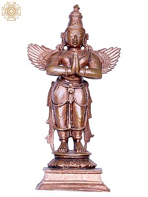 4" Small Bronze Standing Garuda - Vahana of Lord Vishnu