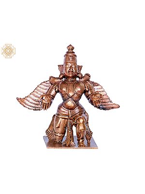 4" Small Bronze Sitting Garuda Statue - Vehicle of Lord Vishnu