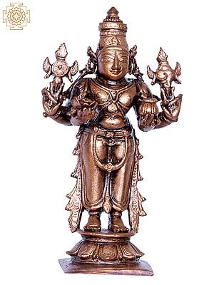 4" Small Bronze Bhagawan Dhanvantari - The Physician of The Devas