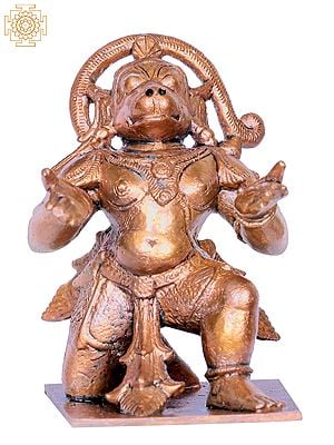 3" Small Bronze Sitting Lord Hanuman