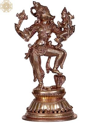 9" Bronze Standing Lord Varaha with Goddess Lakshmi