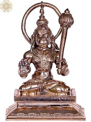 5" Small Bronze Sitting Sankat Mochan Lord Hanuman