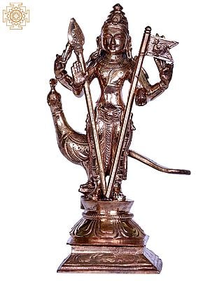 4" Small Bronze Standing Lord Murugan Statue (Karttikeya)