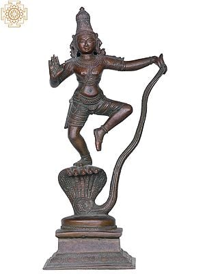 10'' Hindu Lord Kaliya Krishna Standing | Bronze Statue