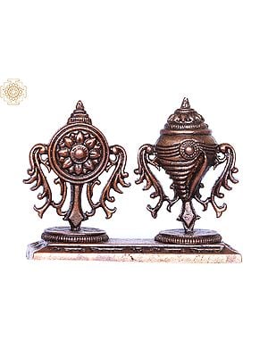 3'' Shankha and Chakram Vaishanava Symbol | Bronze Statue
