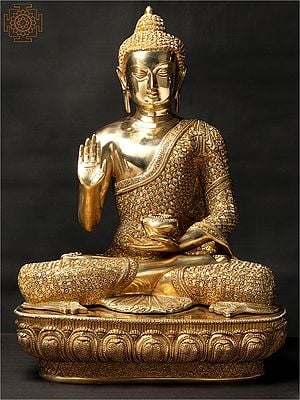 22'' Superfine Peaceful Shakyamuni Buddha Brass Statue
