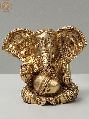 2'' Small Wide Ear Ganesha | Brass Statue