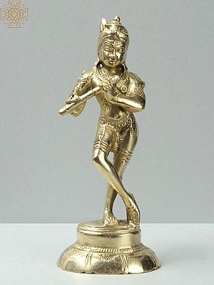 4'' Small Standing Tribhanga Krishna | Brass Statue