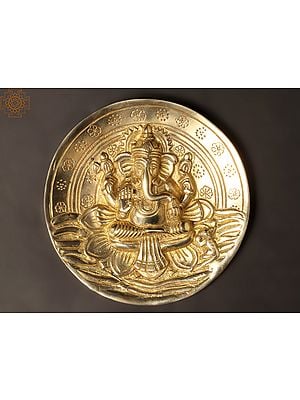 7'' Lord Ganesha Wall Plate | Brass