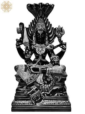 14'' Goddess Karumariamman With Foot On Evil | Stone Statue