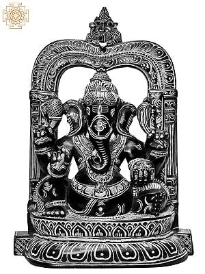 11'' Lord Ganesha With Arch | Stone Statue
