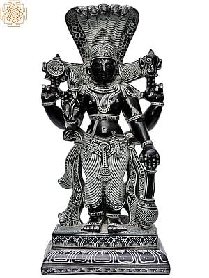 12'' Lord Vishnu Standing With Kaumodaki | Stone Statue