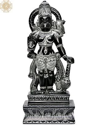 12'' Standing Lord Anjaneyar (Hanuman) With Mace | Stone Statue