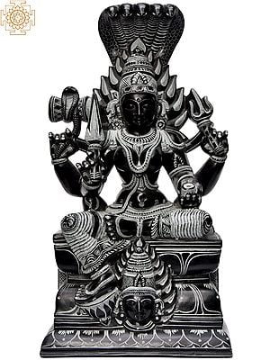 13'' Finely Carved Seated Goddess Mariamman | Stone Statue