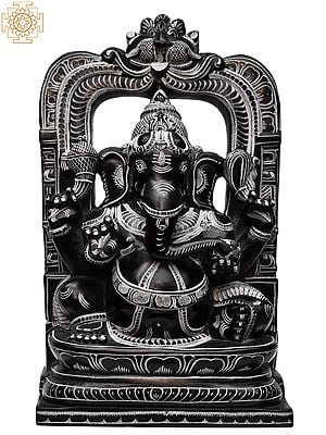 10" Sitting Vighnaharta Ganesha with Kirtimukha Arch