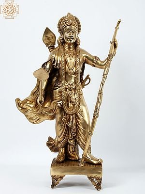 27'' Brave Prince Lord Rama Brass Sculpture