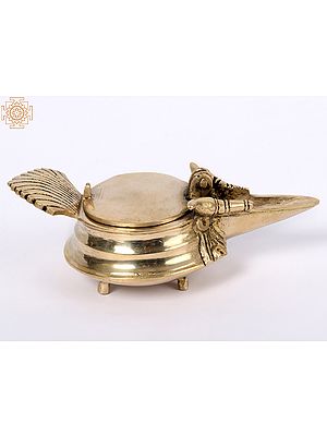 5'' Traditional Design Oil Lamp With Lid | Brass