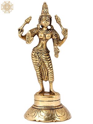 6'' Fine Standing Tribhanga Lakshmi | Brass