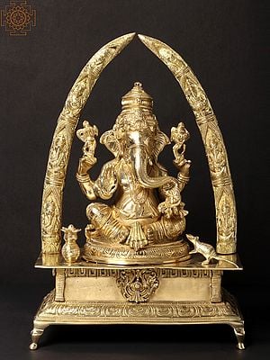 17'' Four-Handed Ganesha With Unique Arch | Brass