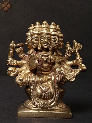3'' Small Seated Goddess Gayatri | Brass