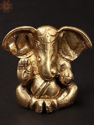 Small Large Ear Ganesha Seated | Brass Statue