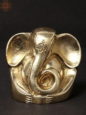 2'' Small Good Luck Ganesha Brass Idol with Om