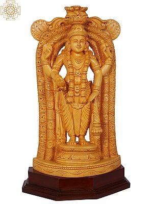 18" Lord Guruvayurappan (Vishnu) | White Wood Statue