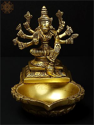 6'' Hindu Goddess Varahi With Oil Lamp | Brass