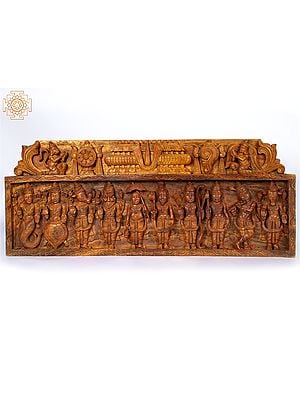 48" Large Dashavatara of lord Vishnu with Garuda and Hanuman | Wooden Wall Panel