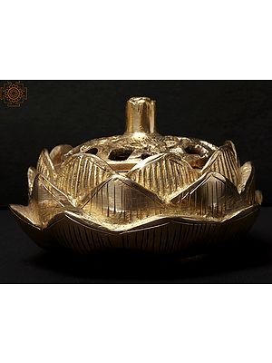 4" Small Brass Lotus Design Incense Burner
