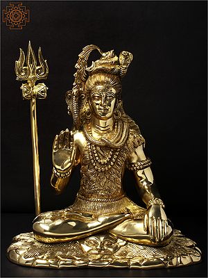15" Blessing Lord Shiva in Brass