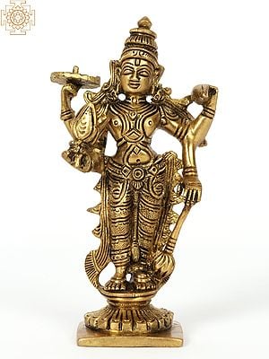 6'' Standing Lord Perumal (Vishnu) With Mace | Brass