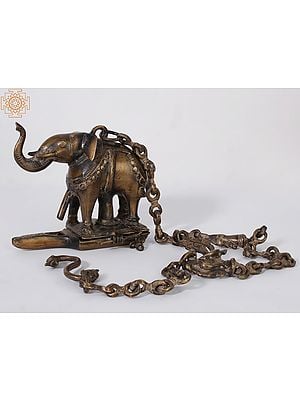 7" Elephant Design Hanging Diya in Brass