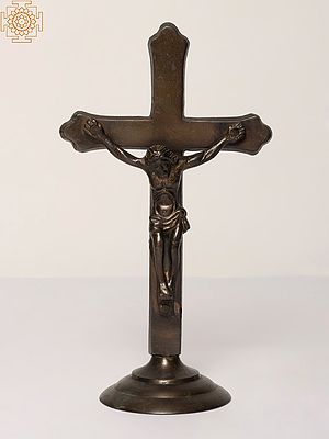 9" Crucifix Brass Statue | Christian Cross with Jesus Christ