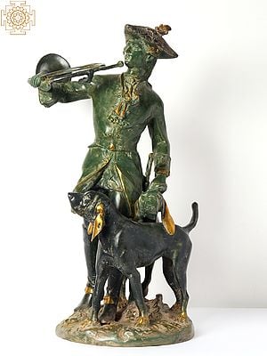 25" French Huntsman With Hounds | Brass Statue