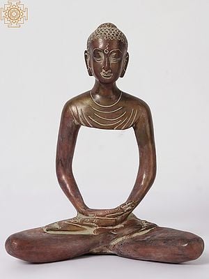 10" Stylised Meditating Buddha Brass Statue