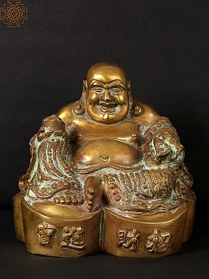 9'' Brass Laughing Buddha