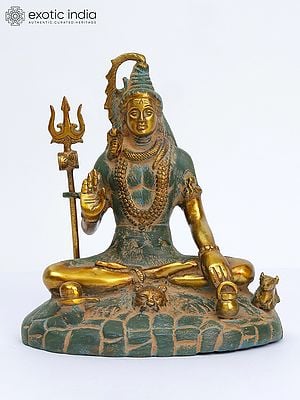 9" Blessing Lord Shiva Brass Statue