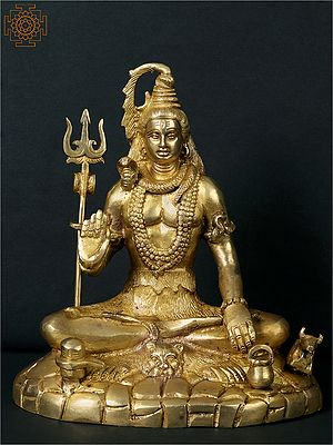 9" Blessing Lord Shiva | Brass Statue