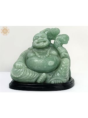 7" Jade Stone Laughing Buddha Statue