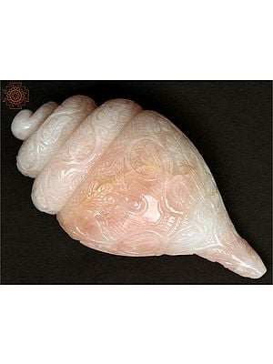 8" Rose Quartz Stone Shankh (Conch)
