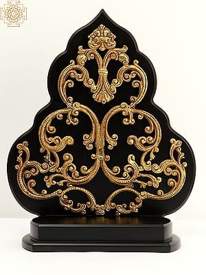 14" Wood and Brass Designer Kirtimukha Throne for Your Favourite Deity | Wall Hanging